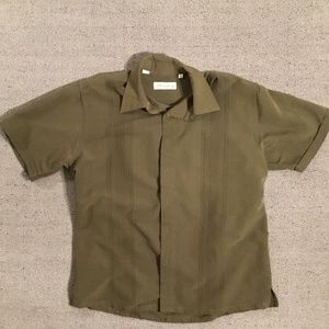Milano Bay Mens Button up, Small Dark green Beach wear shirt